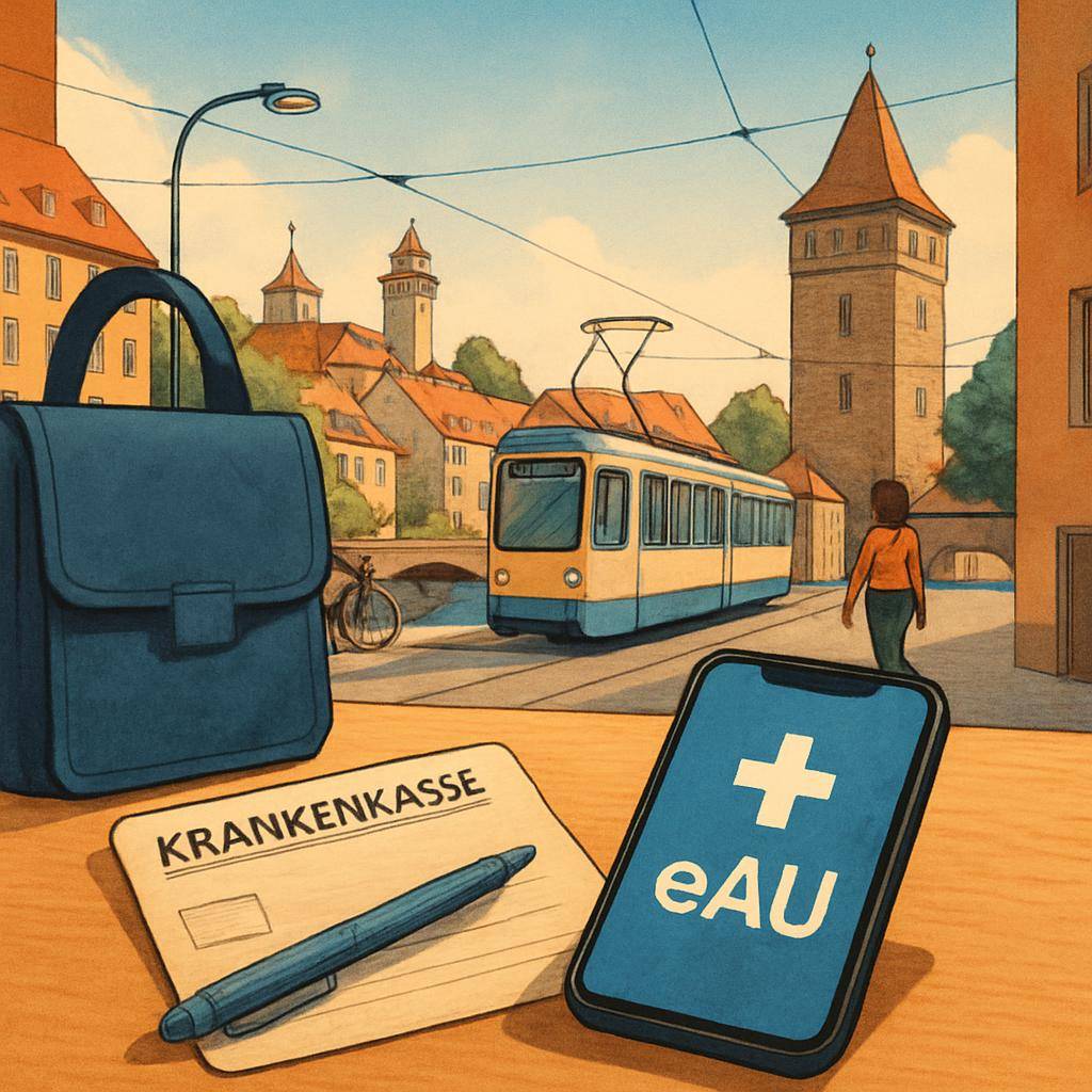 Электронный больничный eAU и Krankenkasse во Франконии